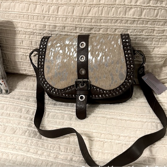 Sharif Handbags - Sharif Black and Cream Studded Shoulder Bag